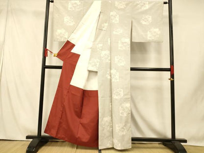平和屋着物■上質な紬　枝花色紙文　正絹　逸品　AABI5869fw