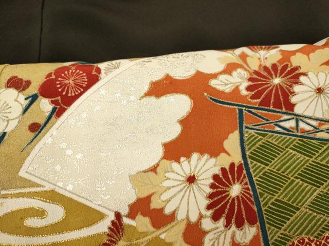 平和屋着物■豪華黒留袖　駒刺繍　花鳥扇子文　金銀糸　金銀彩　正絹　逸品　AABI5873fw