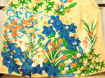 平和屋着物■訪問着　総刺繍　草花文　たたき染め　金彩　正絹　逸品　AABI5874fw