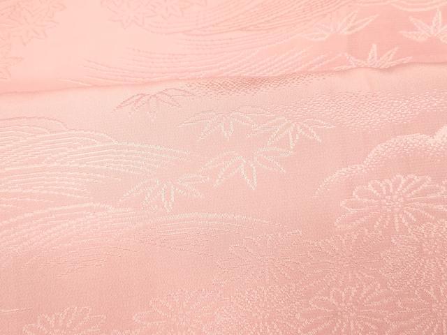 平和屋着物■上質な色無地　吉祥舞花地紋　珊瑚色　正絹　逸品　AABI5876fw