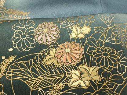 平和屋着物■訪問着 刺繍 風景草花文 暈し染め 金糸 金彩 正絹 逸品 AABI5880fw