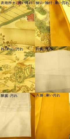 平和屋着物■上質な小紋　御所車風景文　正絹　逸品　AABI5882fw