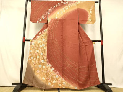 平和屋着物■訪問着　枝垂花文　暈し染め　正絹　逸品　AABI5887fw