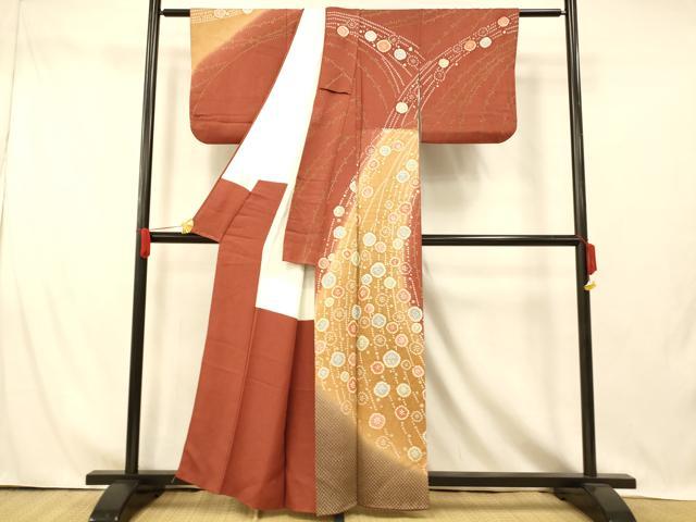 平和屋着物■訪問着　枝垂花文　暈し染め　正絹　逸品　AABI5887fw