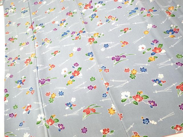 平和屋着物■訪問着　枝花文　鬼しぼ縮緬　正絹　逸品　AABI5888fw