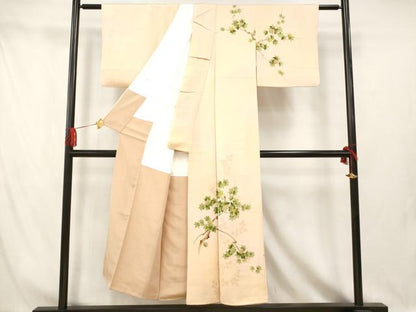 平和屋着物■訪問着　手描き　枝花文　金彩　正絹　逸品　AABI5889fw