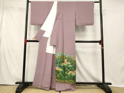 平和屋着物■豪華色留袖　作家物　手描き　風景文　暈し染め　金彩　正絹　逸品　AABI5890fw
