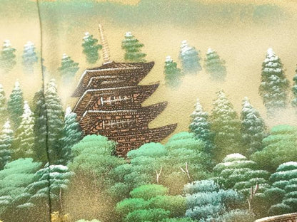 平和屋着物■豪華色留袖　作家物　手描き　風景文　暈し染め　金彩　正絹　逸品　AABI5891fw