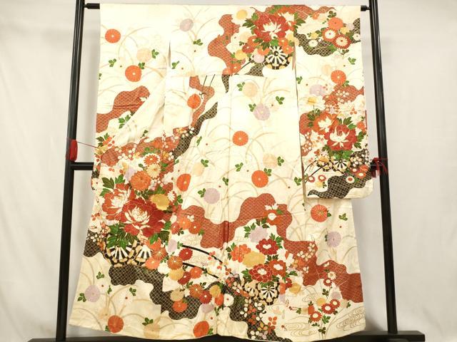 平和屋着物■豪華振袖　駒刺繍　花車道長文　金彩　正絹　逸品　AABI5892fw