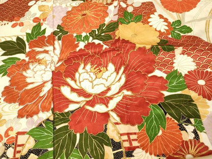 平和屋着物■豪華振袖　駒刺繍　花車道長文　金彩　正絹　逸品　AABI5892fw