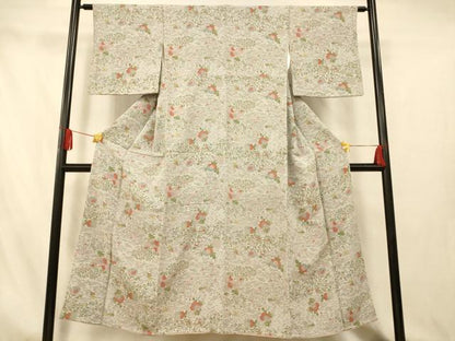 平和屋着物■上質な小紋　草花文　正絹　逸品　AABI5900fw