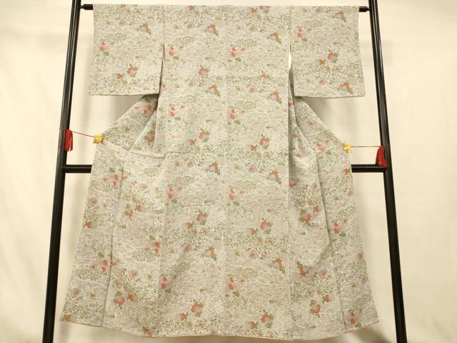 平和屋着物■上質な小紋　草花文　正絹　逸品　AABI5900fw