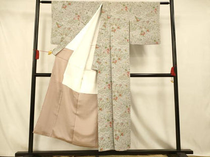 平和屋着物■上質な小紋　草花文　正絹　逸品　AABI5900fw