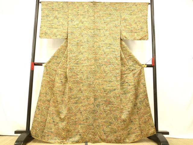 平和屋着物■上質な小紋　風景文　正絹　逸品　AABI5908fw
