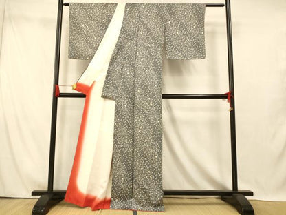 平和屋着物■上質な小紋　七宝舞花文　正絹　逸品　AABI5914fw