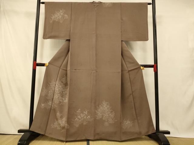 平和屋着物■訪問着　手描き　刺繍　草花文　正絹　逸品　AABI5917fw