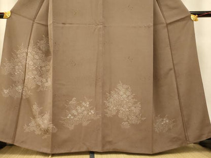 平和屋着物■訪問着　手描き　刺繍　草花文　正絹　逸品　AABI5917fw