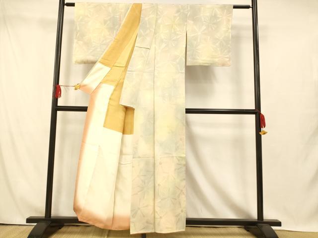 平和屋着物■上質な小紋　地紋起こし　霞舞花文　暈し染め　正絹　逸品　AABI5928fw