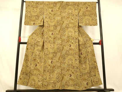 平和屋着物■上質な小紋　正倉院人物鳥獣文　正絹　逸品　AABI5930fw