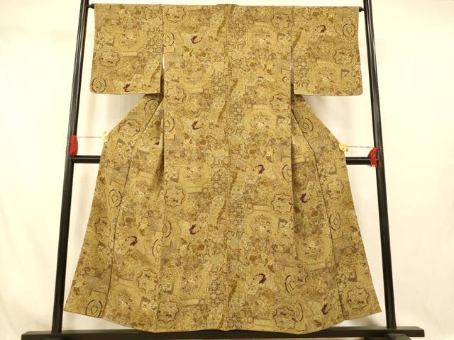 平和屋着物■上質な小紋　正倉院人物鳥獣文　正絹　逸品　AABI5930fw