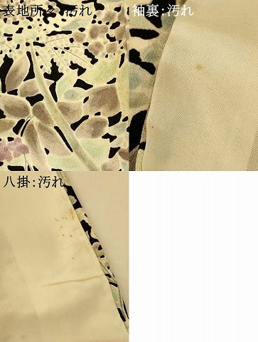 平和屋着物■上質な小紋　草花文　黒地　正絹　逸品　AABI5931fw