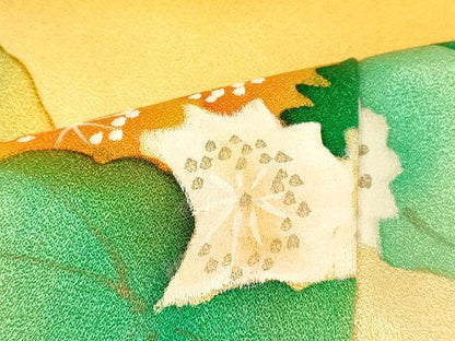 平和屋着物■訪問着　手描き　草花霞文　暈し染め　金彩　正絹　逸品　AABI5932fw