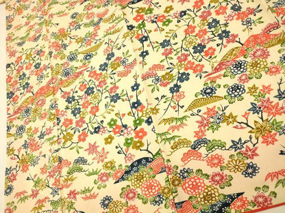 平和屋着物■上質な小紋　型染め　吉祥枝花文　松　梅　正絹　逸品　AABI5933fw