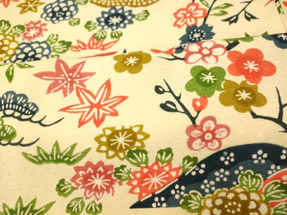 平和屋着物■上質な小紋　型染め　吉祥枝花文　松　梅　正絹　逸品　AABI5933fw