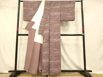 平和屋着物■江戸小紋　エ霞舞花文　正絹　逸品　AABI5935fw
