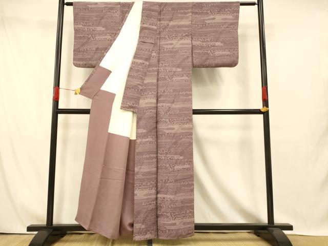 平和屋着物■江戸小紋　エ霞舞花文　正絹　逸品　AABI5935fw