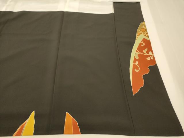 平和屋着物■豪華黒留袖　駒刺繍　鳳凰更紗花文　金彩　正絹　逸品　AABI5936fw