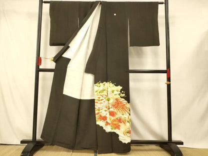 平和屋着物■豪華黒留袖　駒刺繍　鳳凰枝花文　松　梅　金糸　金彩　正絹　逸品　AABI5947fw