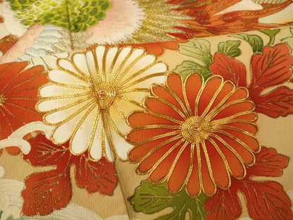 平和屋着物■豪華黒留袖　駒刺繍　鳳凰枝花文　松　梅　金糸　金彩　正絹　逸品　AABI5947fw