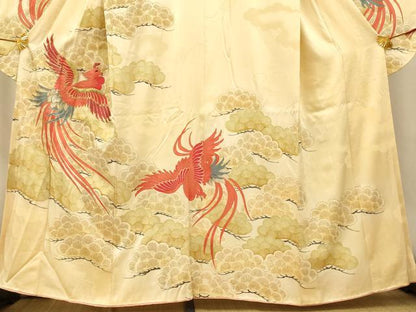 平和屋着物■豪華振袖　駒刺繍　鳳凰松文　暈し染め　金銀糸　金彩　正絹　逸品　AABI5948fw