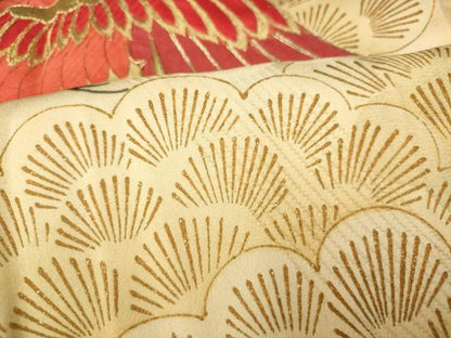 平和屋着物■豪華振袖　駒刺繍　鳳凰松文　暈し染め　金銀糸　金彩　正絹　逸品　AABI5948fw