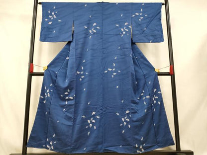 平和屋着物■上質な小紋　流水舞葉文　正絹　逸品　未使用　AABI5949fw
