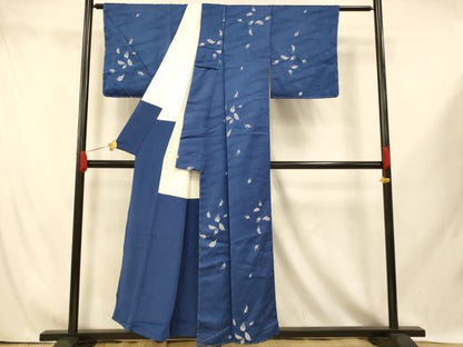 平和屋着物■上質な小紋　流水舞葉文　正絹　逸品　未使用　AABI5949fw