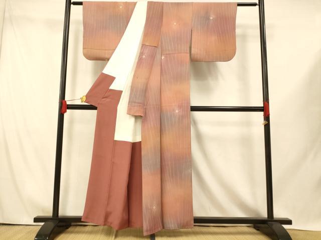 平和屋着物■上質な小紋　絞り　舞花霞文　暈し染め　正絹　逸品　AABI5951fw