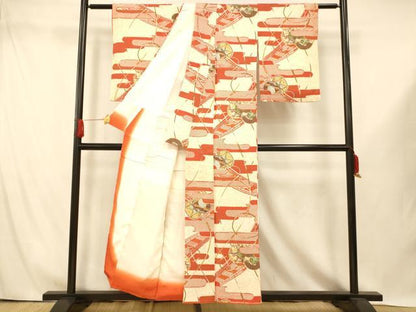 平和屋着物■上質な小紋　エ霞花鼓文　金彩　正絹　逸品　AABI5954fw