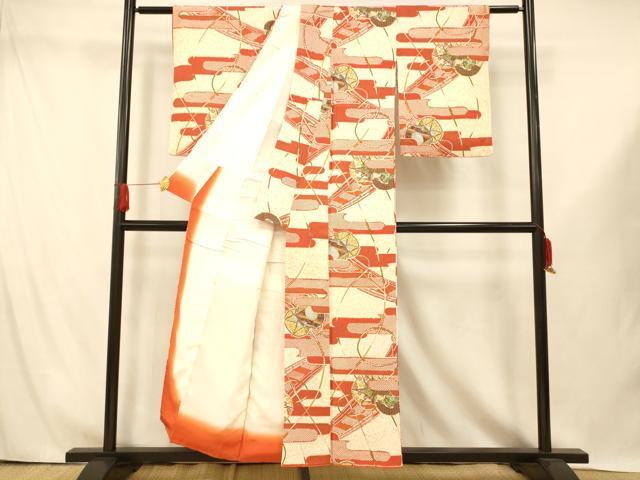 平和屋着物■上質な小紋　エ霞花鼓文　金彩　正絹　逸品　AABI5954fw
