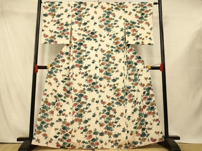 平和屋着物■上質な小紋　草花文　正絹　逸品　AABI5955fw
