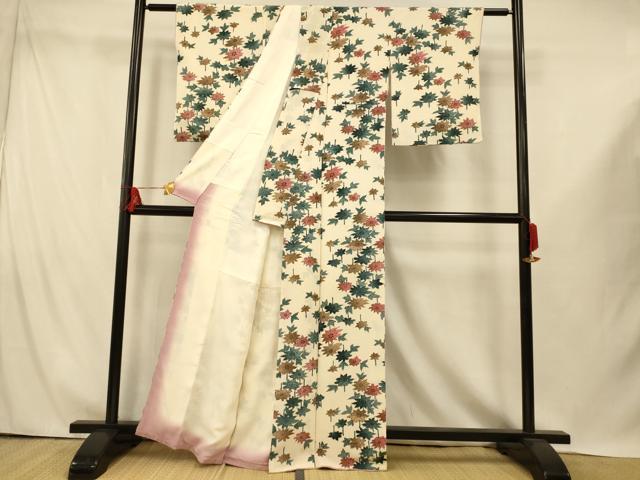 平和屋着物■上質な小紋　草花文　正絹　逸品　AABI5955fw