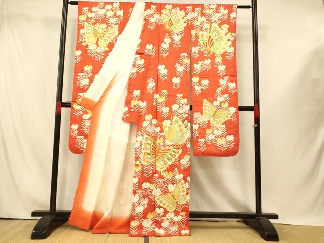 平和屋着物■豪華振袖　駒刺繍　花蝶文　金彩　正絹　逸品　AABI5963fw