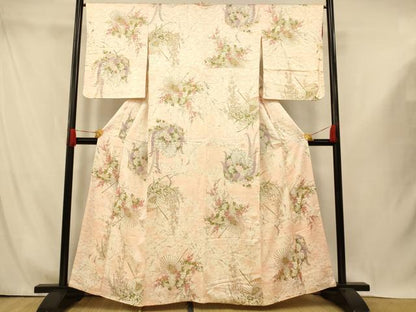 平和屋着物■上質な小紋　手描き　枝花番傘文　梅　金彩　正絹　逸品　AABI5966fw
