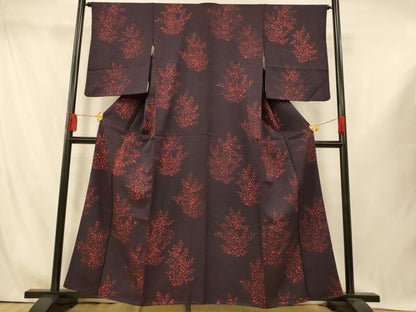 平和屋着物■上質な小紋　手描き　草葉文　正絹　逸品　AABI5969fw