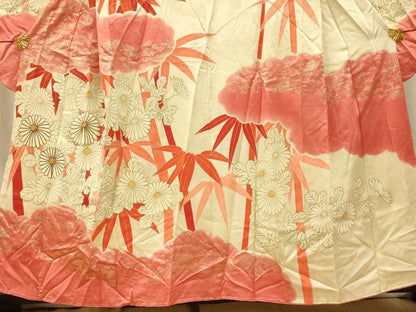 平和屋着物■豪華振袖　駒刺繍　笹竹草花文　金彩　正絹　逸品　AABI5973fw