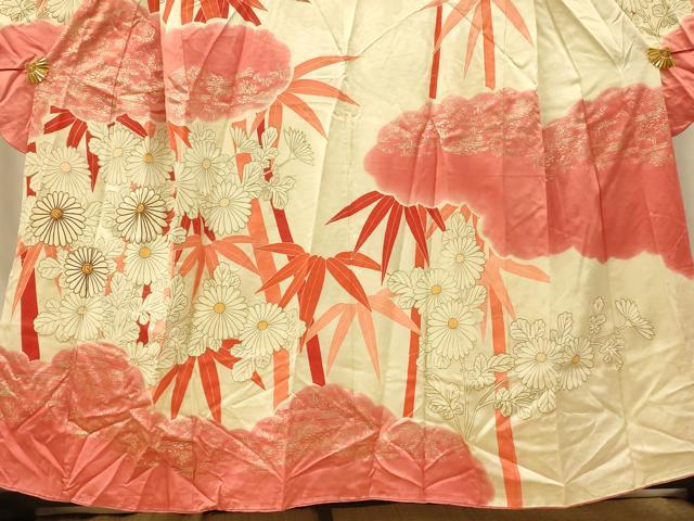 平和屋着物■豪華振袖　駒刺繍　笹竹草花文　金彩　正絹　逸品　AABI5973fw