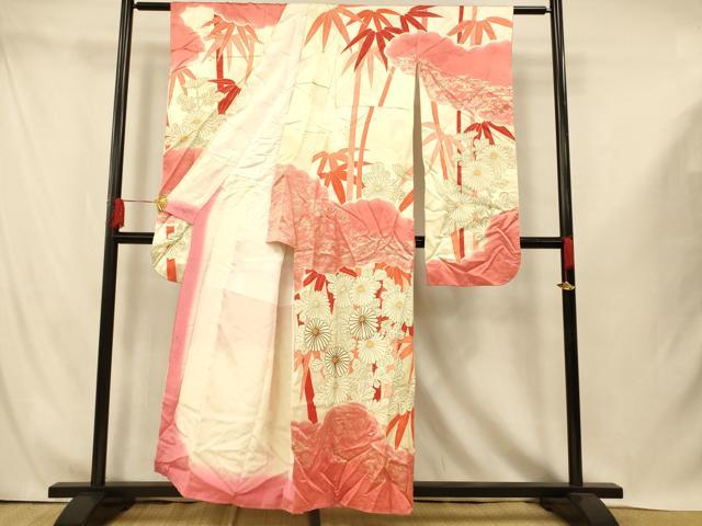 平和屋着物■豪華振袖　駒刺繍　笹竹草花文　金彩　正絹　逸品　AABI5973fw