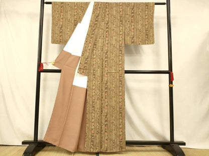 平和屋着物■上質な小紋　枝花間道　正絹　逸品　未使用　AABI5974fw