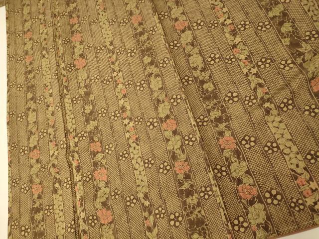 平和屋着物■上質な小紋　枝花間道　正絹　逸品　未使用　AABI5974fw